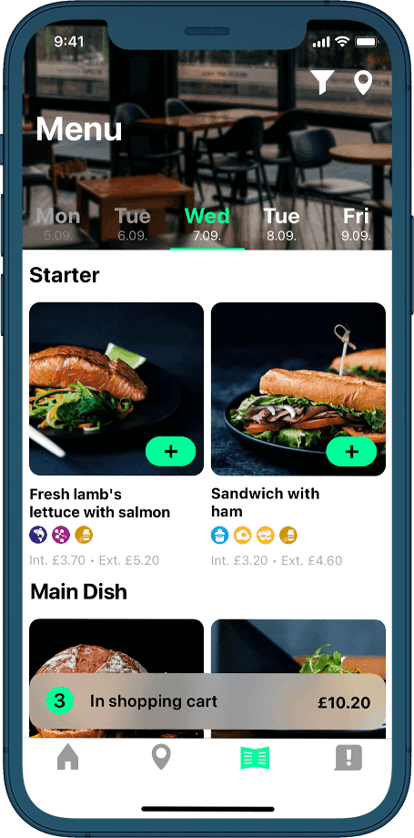 View of a menu plan in the qnips app